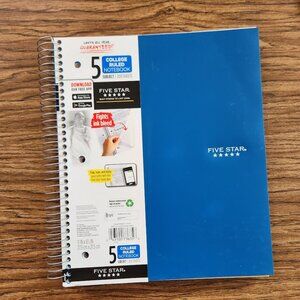 Five Star Spiral Notebook 5 Subject College Ruled Paper 200 Sheets School Suppli